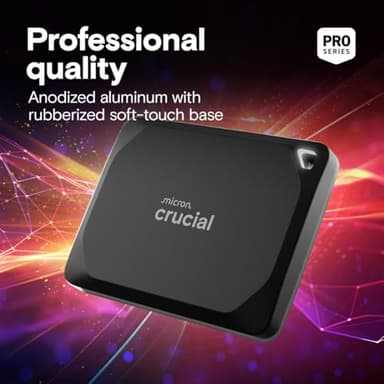 Crucial X10 Pro 1TB Portable SSD, Up to 2100MB/s Read, 2000MB/s Write, 3.2 USB-C, External Solid State Drive, Durable Storage for PC & Mac, for Professional Creators, Black - ‎CT1000X10PROSSD902 - Image 6