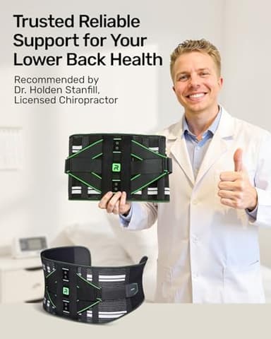 Rakiie Back Brace for Lower Back Pain Relief, 8X Powerful Lumbar Support with 3D Pad, Support Belt for Men Women, Breathable Back Support Brace with Adjustable Strap, Green Size M - Image 7