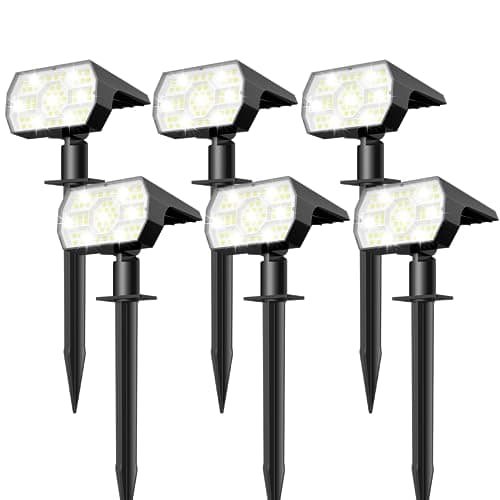 NYMPHY Solar Lights Outdoor Waterproof IP68, 56 LED 3 Lighting Modes Solar Powered Garden Yard Spot Solar Lights for Outside Landscape- 6 Pack (Cool White) - Image 1