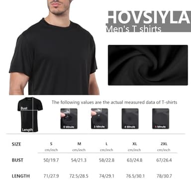 HovSiyla 5 Pack Workout Shirts for Men Athletic Running Gym Quick Dry Short Sleeve Performance Moisture Wicking T Shirt-Black-M - Image 7
