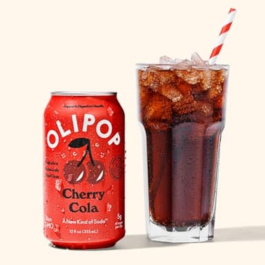OLIPOP Prebiotic Soda Pop, Cherry Cola, Pantry Pack Packed with Prebiotics, Fiber, and Botanicals, Gluten Free, Vegan, GMO Free, 12oz (12-Cans) - Image 7