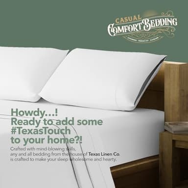 TEXAS LINEN CO. 100% Organic Cotton Sheets Queen Size - 4 PC Organic Cotton Queen Size Percale Weave Sheet Set, Soft, Cooling, Crisp & Breathable, 16" Deep Pocket Hotel Quality Bedding Set - White - Image 7