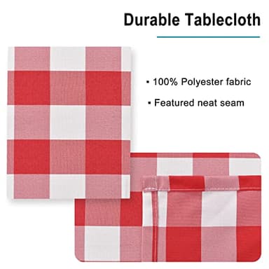 Hiasan Red and White Checkered Tablecloth Rectangle - Stain Resistant, Waterproof and Washable Plaid Table Cloth for Picnic, Holiday Dinner and Kitchen, 60 x 120 Inch - Image 4