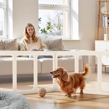 Clear Acrylic Dog Playpen - 50 x 30.4 Inch, 24" H 10 Planes Transparent Dog Fence Indoor, Sturdy Pet Pen for Puppy/Small Dog/Rabbit/Pig, Easy Assemble & Cleaning Plastic Whelping Box Enclosure, White - Image 7