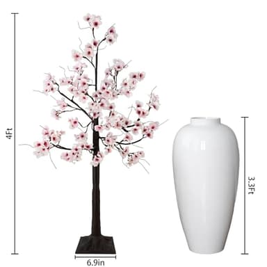 Uieke 4FT Cherry Blossom Tree, 48 Fairy Lights Artificial Lighted Tree for Home Inside Outdoor Spring Wedding Party Festival Decor, Warm White - Image 3