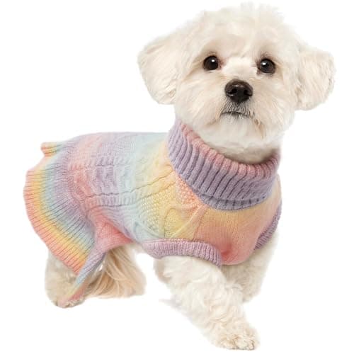 Lelepet Dog Sweater Turtleneck Knitwear Sweatshirt Cable Knit Warm Dress for Small Medium Large Dogs Puppy Fall Sweater, Dachshund, Shih Tzu, L - Image 1