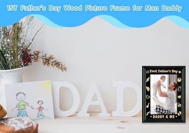 HEYINSHEN First Father's Day Picture Frame for Dad Wood Daddy & Me Photo Frame First Time Dad Gifts from Baby Daughter Son Happy 1st Fathers Day Gift for New Dad 4" X 6" Photo Insert - Image 6