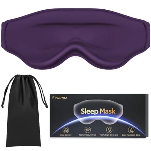 Fygrip 3D Cooling Eye Mask Sleep Mask for Men & Women, 100% Pressure-Free & Light Block-Out Eye Mask for Sleep with Easy Adjustable Strap, Night Eye Cover for Travel, Purple - Image 1