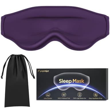 Fygrip 3D Cooling Eye Mask Sleep Mask for Men & Women, 100% Pressure-Free & Light Block-Out Eye Mask for Sleep with Easy Adjustable Strap, Night Eye Cover for Travel, Purple - Image 1