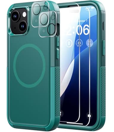 Diverbox for iPhone 15 Case [Compatible with MagSafe] [Shockproof] [Dropproof] [with Screen Protector ] Heavy Duty Protection Phone Case Cover for Apple iPhone 15 2023 6.1 inch (Dark Green) - Image 1