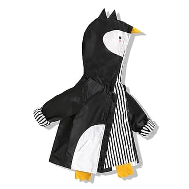 YOUNGER TREE Toddler Baby Boy Girl Penguin Raincoat Cute Cartoon Hoodie Zipper Coat Outfit (Penguin, 4T) - Image 1