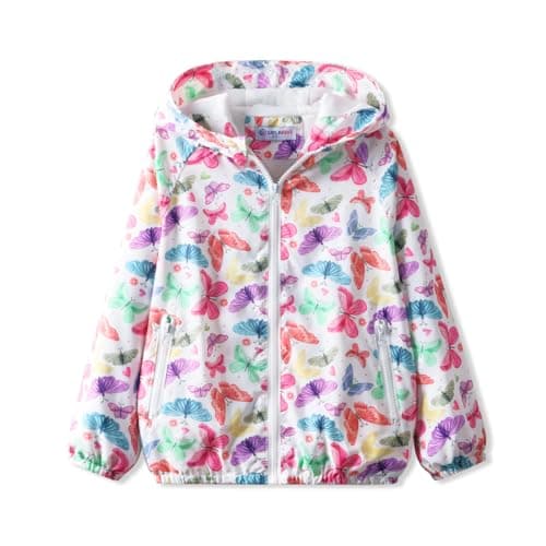 Baby Girls' Water-resistant Butterfly Printed Jacket Lightweight and Breathable Fall Windbreaker - Image 1