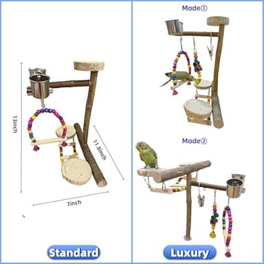 Natural Wood Bird Perch Playground for Outside the Cage Wall, Bird Platform and Play Area for Small to Medium Parrots like Cockatiels, Conures, Parrotlets, Lovebirds, and Budgies, Bird Cage Accessory - Image 6