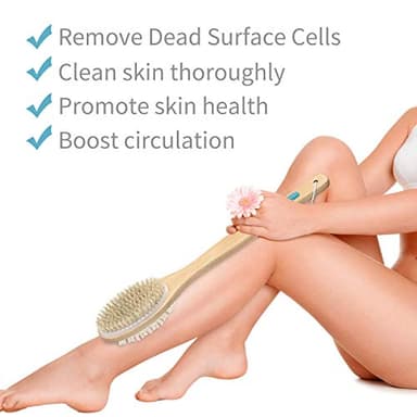 Metene Shower Brush with Soft and Stiff Bristles, Bath Dual-Sided Long Handle Back Scrubber Body Exfoliator for Wet or Dry Brushing - Image 7