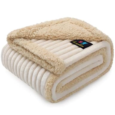Luciphia Waterproof Pet Blankets for Couch Sofa Bed Cover Liquid Pee Proof Washable Soft Fluffy Large Dog Blanket Reversible Furniture Protection Beige Small（40" x 28"） - Image 1