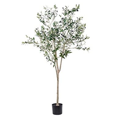 Artificial Olive Tree for Living Room Decor, 6FT Tall Faux Silk Plant Artificial Tree in Potted Oliver Branch Leaves and Fruits for Modern Home Decor Indoor - Image 8