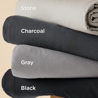 Bedsure 100% Stone Washed Cotton Duvet Cover King - Charcoal Minimalist Cotton Duvet Cover Set Linen Like - 3 Pieces GentleSoft™ Plain Simple Bedding Set with 2 Pillow Shams (Charcoal, King, 104"x90") - Image 6