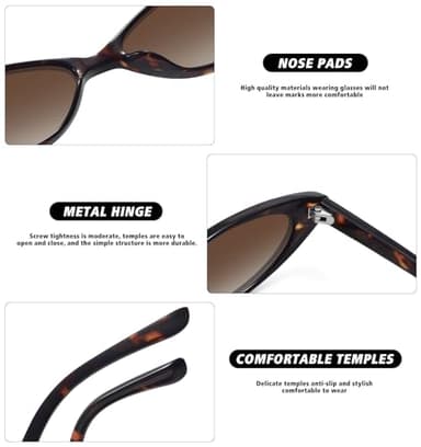 STORYCOAST Retro Cat Eye Sunglasses for Women Vintage 90S Trendy Small Frame Sun Glasses Skinny Oval Shades UV400 Protection Tortoise Frame-Gradient Brown Lens - Image 5