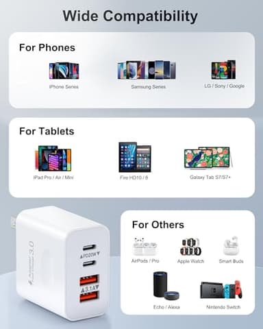 USB C Charger Block, 40W 4-Port USB-C Wall Charger Fast Charging Dual Port USBC Power Adapter+Double USB Wall Plug Multiport Brick Type C Block for iPhone 15 14 13 12 11 Pro Max XS XR, iPad, Samsung - Image 6