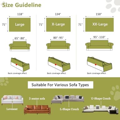 DREAMINGO Abstract Striped Couch Cover, Beige Chenille Loveseat Cover for 2 Cushion Couch Sofa, Jacquard Sofa Covers for Living Room, Modern Style Couch Covers for Sectional, 71"x118", Green - Image 5