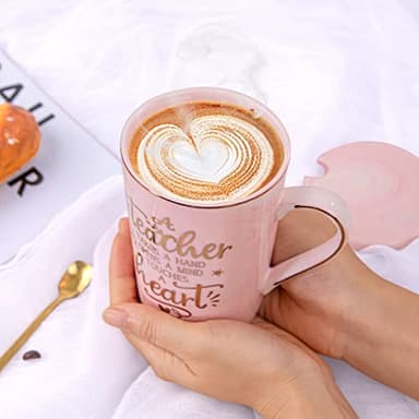 Unique Teacher Appreciation Gifts for Women - Best Teachers Day Mug for Teachers from Student, 14Oz Pink Marble Ceramic Teacher Cup with Gold Print, Birthday Retirement Graduation, Nice Gift Boxed - Image 5