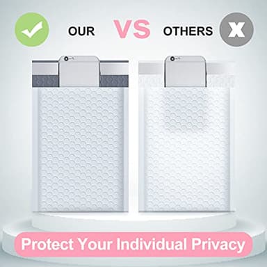 UCGOU Bubble Mailers 8.5x12 Inch White 25 Pack Usable Size 8.5x11 Poly Padded Envelopes #2 Medium Mailing Opaque Packaging Postal Self Seal Waterproof Boutique Shipping Bags for Clothes Makeup - Image 6