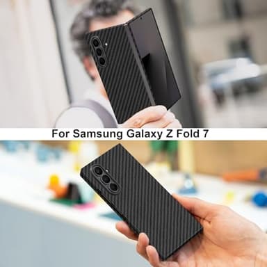 Lenpiti Slim 1500D Aramid Fiber Case Compatible with Samsung Galaxy Z Fold 7, Thin Carbon Fiber Cover Compatible with Magsafe (Matte Black)‌ - Image 7