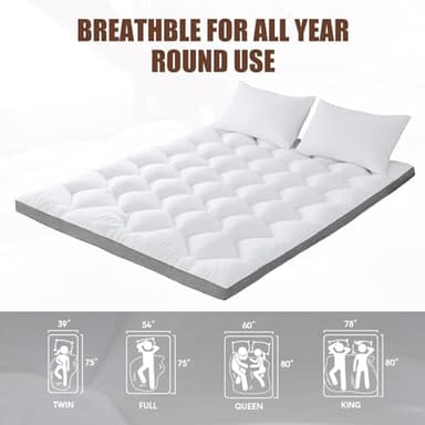 WhatsBedding 3 Inch Memory Foam Mattress Topper Queen, Extra Soft Pillow Top Mattress Topper with Breathable Air Mesh Sides, 1700GSM Fluffy Shredded Memory Foam Filled & Thicked Down Alternative-Lined - Image 6