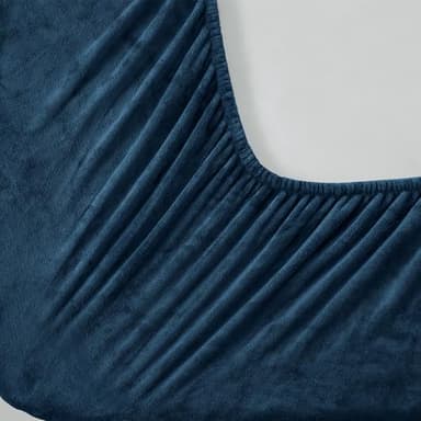 BEDELITE Flannel Sheets King Size Navy - Super Soft Fleece Sheets Set Fluffy Extra Plush, 4 Piece(Include Fitted Sheet, Flat Sheet, 2 Pillowcases) - Image 5