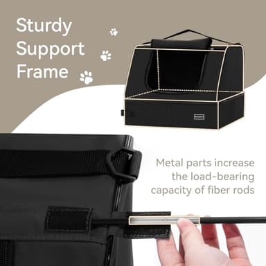 PETSFIT Portable Cat Litter Box - Removable 2-Layer Leak-Proof Lining, Scratch-Resistant Fabric with Sturdy Support Frame, Travel & Collapsible Cat Litter Box Black - Image 6