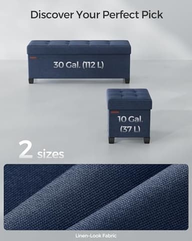 SONGMICS Storage Ottoman Bench, Foldable Foot Rest with Legs, 15 x 43 x 15.7 Inches, End of Bed Bench, Storage Chest, Load up to 660 lb, for Living Room, Bedroom, Entryway, Midnight Blue ULSF018I01 - Image 6