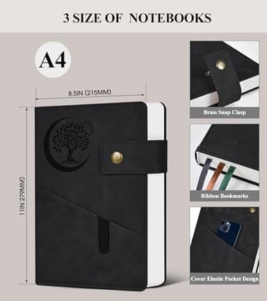 PAIBAS 365 Page Thick Lined Journal Notebook for Men Women, A4 Large Leather Journals for Writing, Hardcover Notebooks for Work, School, Note Taking, Business, Travel Diary, College Ruled 8.5" x 11" - Image 2