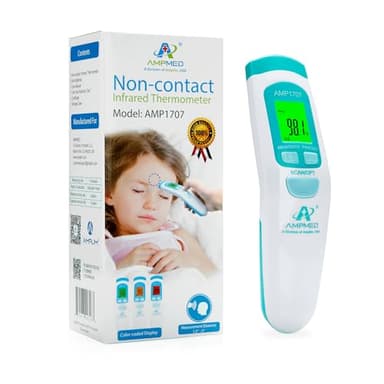 Amplim Non-Contact Forehead Thermometer & Case for Adults, Kids, Baby, FDA Cleared, Medical Grade, Touchless Infrared, 1-Sec Reading, Fever Alarm, Memory Recall, Quiet Mode, (White) - Image 8