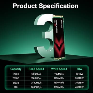 HUADISK M.2 2280 NVMe SSD 128GB,Gen3x4 Internal Solid State Drive,Up to 1700MB/s,3D NAND Flash M2 NVMe SSD,for Desktop and Laptop - Image 2