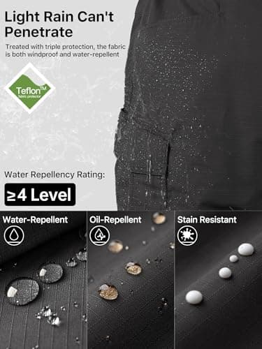 FREE SOLDIER Mens Cargo Pants Lightweight Work Pants for Men Water Resistant Tactical Pants with Pockets for Hiking Outdoor Black 38W/30L - Image 6