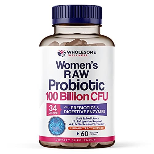 Wholesome Wellness Dr. Formulated Raw Probiotics for Women 100 Billion CFUs Capsules with Prebiotics, Digestive Enzymes, Approved for Adults, Shelf Stable Supplement - Image 1