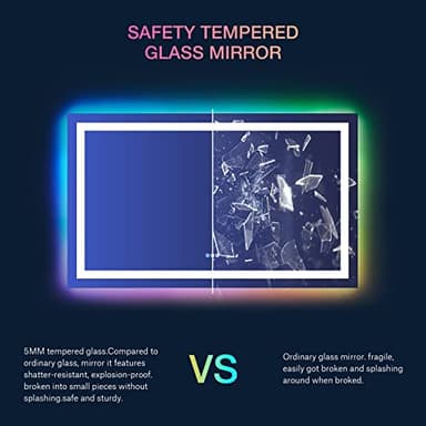 LOAAO 60”X40“ RGB LED Bathroom Mirror with Lights, Large, Anti-Fog, Dimmable Smart Lighted Bathroom Vanity Mirror, Multiple Light Modes, RGB Backlit + Front Light, Memory Function, Tempered Glass - Image 7