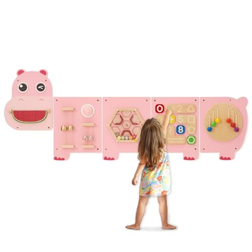 Monläurd® Hippo Montessori Busy Board, Sensory Board, Educational Toys, Sensory Wall Panel, Wall Toys, Daycare Furniture, Playroom Furniture, Learning Toys, Boys and Girls 6 M+ - Image 1