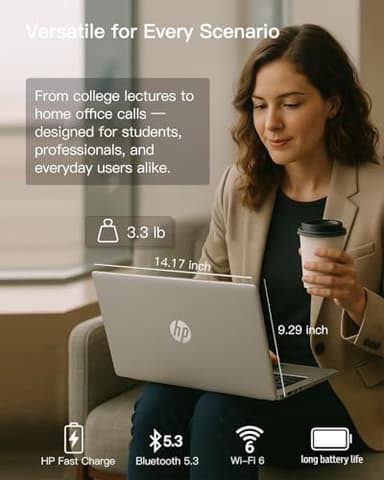 HP 255-G10 Business Laptop Computer - w/Office Lifetime • 15.6" Full HD • Ryzen 3 7330U (up to 4.3 GHz) • Wi-Fi 6 -Windows 11 Pro, for Person Use or Work, Silver(64GB RAM, 2TB SSD) - Image 6