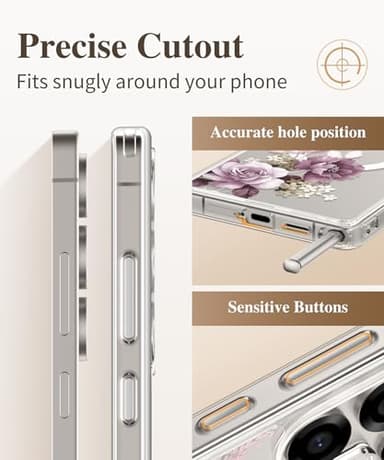 GVIEWIN for Samsung Galaxy S25 Ultra Case, [Compatible with Magsafe][Screen & Camera Lens Protector] Floral Clear Slim Shockproof Protective Women Phone Cover for S25 Ultra 2025 6.9", Cherry Blossoms - Image 8