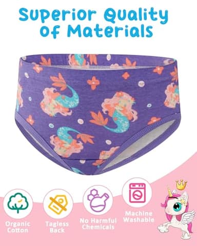 JAHSIYI Girls Underwear Size 6 100% Cotton Toddler Panties 6T Stretch Briefs Kids Clothes Underpants 6 Pack Mermaid Undies Small 6X 5-6 Years Old - Image 3