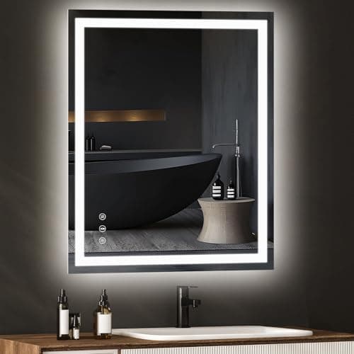 YOLEO 24x36 LED Bathroom Mirror, 36x24 Led Mirror for Bathroom with Front and Backlit, Lighted Bathroom Vanity Mirror for Wall, Anti-Fog, Dimmable, Memory Function, 3 Colors, Horizontal/Vertical - Image 1