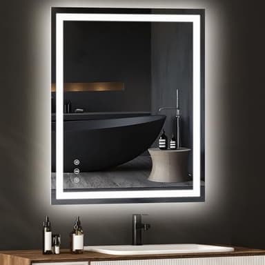 YOLEO 24x36 LED Bathroom Mirror, 36x24 Led Mirror for Bathroom with Front and Backlit, Lighted Bathroom Vanity Mirror for Wall, Anti-Fog, Dimmable, Memory Function, 3 Colors, Horizontal/Vertical - Image 1