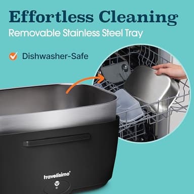 TRAVELISIMO Electric Lunch Box for Adults, 80W Heated Lunch Box 1.5L Stainless Steel Portable Food Warmer, 12/24/110V Lonchera Electrica Portatil for Travel & Work, Loncheras para Hombres de Trabajo - Image 7