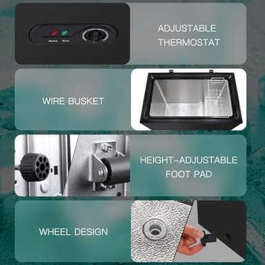 Antarctic Star 7.0 Cu.ft Chest Freezer 6.8℉to -4℉with Removable Basket Free Standing Top open Door Compact Freezer with Adjustable 7 Temperature Defrost Water Drain/Power Saving UL Certified Black - Image 4