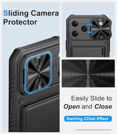 BXYJY for iPhone 17 Pro Max Case Wallet, Card Holder (4-5 Cards), Slide Camera Cover, Military Drop Protection, Rugged Heavy Duty Men Women Protective Phone Case for iPhone 17 Pro Max 6.9" 2025, Black - Image 4