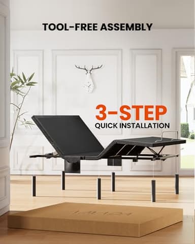 Amada Queen Adjustable Bed Frame with Massage, Head & Foot Incline, Wireless Remote, 4 Built-in USB Ports, LED Night Light, 4 Height-Adjustable Legs, Electric Bed Base, 01B-Q1 - Image 3