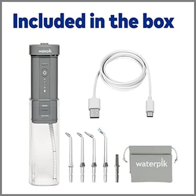 Waterpik Cordless Slide Professional Water Flosser, Portable Collapsible for Travel and Storage, with Travel Bag and 4 Tips, ADA Accepted, Rechargeable and Waterproof, Modern Gray WF-17CD017-1 - Image 5
