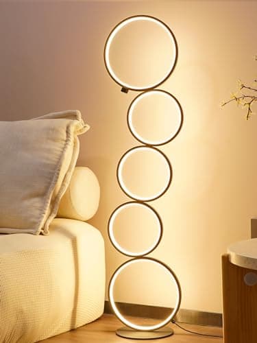 NUÜR 43.3" Modern Floor Lamp, LED Floor Lamp for Living Room, Dimmable, Circle Standing Lamp, Energy-Saving, Unique Lamp for Bedroom, Office, Home - Image 1