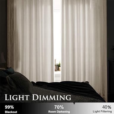 SMILETIME Ivory White 90in Long Velvet Curtains with Grommet, Thermal Insulated Super Soft Privacy Noise Reducing Light Filtering Velvet Curtains for Living Room, 2 Panels, Each 52 x 90inches Long - Image 5